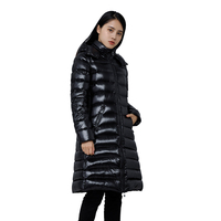 Veste longue à capuche rembourrée d'hiver pour femmes Manteau en duvet de canard blanc pour femmes Ultra léger Slim Solid Jackets Coat Parker
