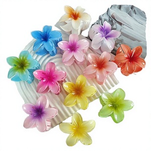 Pinces à cheveux fleuries 8 cm <span class=keywords><strong>Frangipanier</strong></span> Plastique Dégradé de couleur Style quotidien européen-américain pour femmes filles Fête Vacances - Product Image 4