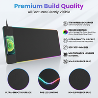 Tapis de souris sans fil RGB de haute qualité PJT-OMP2016-S avec chargeur 10W, base en caoutchouc antidérapante, tapis de clavier pour ordinateur