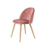 Cuisine moderne romantique salon chaises de salle à manger rembourrées siège coussin en velours bleu clair avec pieds en métal finition bois