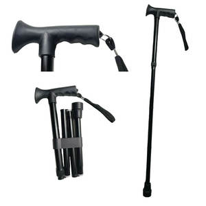 Bâtons de trekking multifonctionnels en alliage d'aluminium, 3 sections, pointe en caoutchouc, noirs, pliables, télescopiques, pour la randonnée et les voyages - Product Image 5