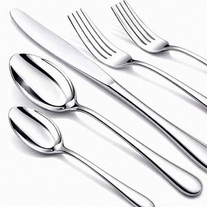 High End Stainless Steel Knife Fork Spoon Silver Dessert Coffee Spoon Five-Star Hotel Exquisite Full Range Flatware Set - Product Image 1