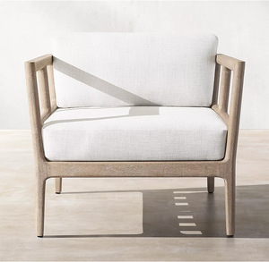 Servicio de una parada Muebles de exterior Sofá de jardín Silla de ocio de madera de teca maciza con cojín cómodo - Product Image 4