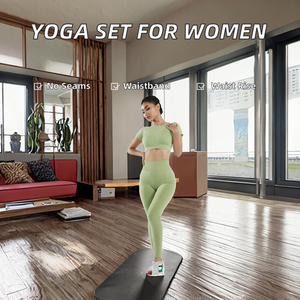 Pantalones de Yoga de Nueve Puntos para Mujer, Estilo Europeo Americano, Estampados, de Manga Corta, Cintura Elástica sin Costuras, para Deportes, Fitness y Pilates - Product Image 2
