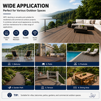 Planches de terrasse en composite WPC antidérapantes à trous ronds, grain de bois, pour extérieur, 140x25mm