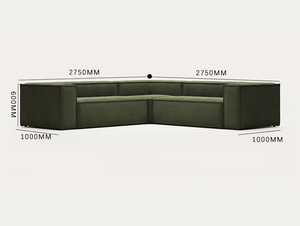 Modulo per divano combinato in tessuto a coste <span class=keywords><strong>verde</strong></span> stile retrò francese nuova fila diritta per soggiorno Hotel da Designer ad <span class=keywords><strong>angolo</strong></span> Toffee - Product Image 4