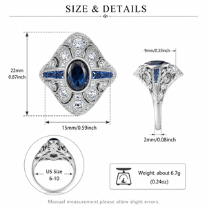 Anello Blu da Donna Stile Vintage Design Palazzo Accessorio per Dito da Indossare Ogni Giorno - Product Image 6
