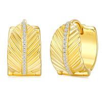 Boucles d'oreilles créoles en argent sterling 925 avec texture feuille et moissanite pour femme, sertissage pavé, couleur D, moissanite VVS1, boucles d'oreilles diamant