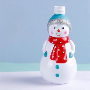 Bouteille de bonhomme de neige de Noël en plastique pour animaux de compagnie, bouteille de shampooing et de lotion de bain pour poupée de dessin animé pour enfants - Product Image 1