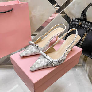 <span class=keywords><strong>Sandales</strong></span> sexy à bout carré fermé et <span class=keywords><strong>talon</strong></span> aiguille 6-8 cm pour femme, modèle tendance 2026, avec nœud et <span class=keywords><strong>strass</strong></span>, directement de l'usine de Hong Kong - Product Image 2
