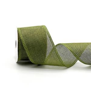 Cinta con cable de arpillera verde <span class=keywords><strong>esmeralda</strong></span> de 2,5 pulgadas, 100% poliéster para decoración del hogar para DIY, coronas navideñas, decoraciones de Árboles - Product Image 5