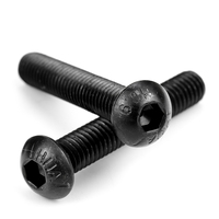 50pcs/kantong Sekrup Mesin Hex Socket Baja Tahan Karat 304 Lapisan Seng Hitam M2-M10 Sistem Metrik Kepala Tombol Heksagonal