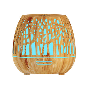 Diffuseur d'arômes en bois 400 ml, humidificateur ultrasonique avec lumière LED pour la maison et le bureau - Product Image 1