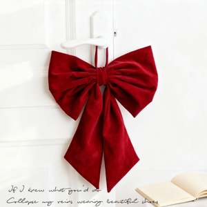 Lazo de Tela Rojo Navideño de Alta Calidad, Adorno Colgante Grande para Ventanas y Decoración Festiva del Hogar - Product Image 4