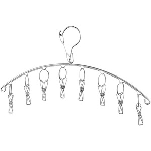 Stainless Steel Sock Hanger With 8 <b>Clips</b> Round Design For Drying Clothes And Underwear Hook Type Organizer - Product Image 5