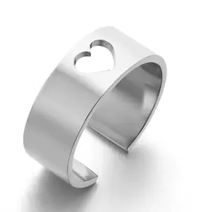 热销不锈钢饰品批发情侣AB心十字戒指可做蝴蝶钛钢戒指