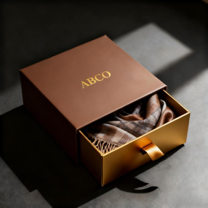 Biểu tượng tùy chỉnh Deluxe trượt Hộp ngăn kéo mờ nhiều lớp các tông Khăn hộp vàng lá quần áo Hộp quà tặng - Product Image 1