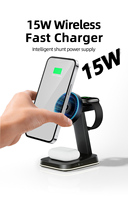 Support de chargeur sans fil magnétique 3-en-1 certifié 15W à charge rapide PD Type-C pour téléphone, écouteurs et montre - Chargeur de bureau multi-appareils pour la nuit