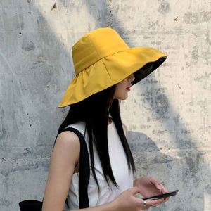 หมวกปีกกว้างพับได้สไตล์ลำลองสำหรับฤดูร้อน ใส่ไปทะเลได้ มีไวนิลด้านใน สำหรับผู้หญิง ป้องกันแสงแดด ใส่ผมหางม้าได้ เหมาะเป็นของขวัญโปรโมชั่น - Product Image 4