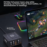 Nouveau chargeur de bureau multifonctionnel ignifuge au nitrure de gallium 550W pour ports USB, câble rétractable, charge rapide PD