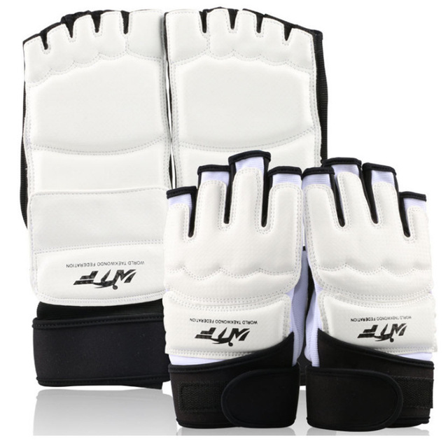 Taekwondo Body Protect Gear Adult Child Martial Arts Training Equipment  PU Leather White Taekwondo Hand  Foot Glove