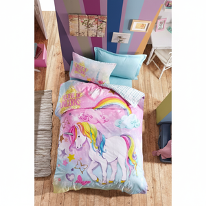 Cotton Box Junior Single Duvet Cover Set with <b>Fitted</b> <b>Sheet</b> Dream Mint-Princess Style Character <b>Pattern</b> for Home Use - Product Image 3