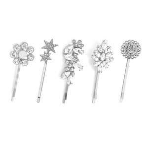 Femmes diamant incrusté épingles à cheveux en gros tournesol étoile <span class=keywords><strong>feuille</strong></span> <span class=keywords><strong>pince</strong></span> ensemble perle alliage bijoux placage traitement <span class=keywords><strong>pour</strong></span> les fêtes - Product Image 4