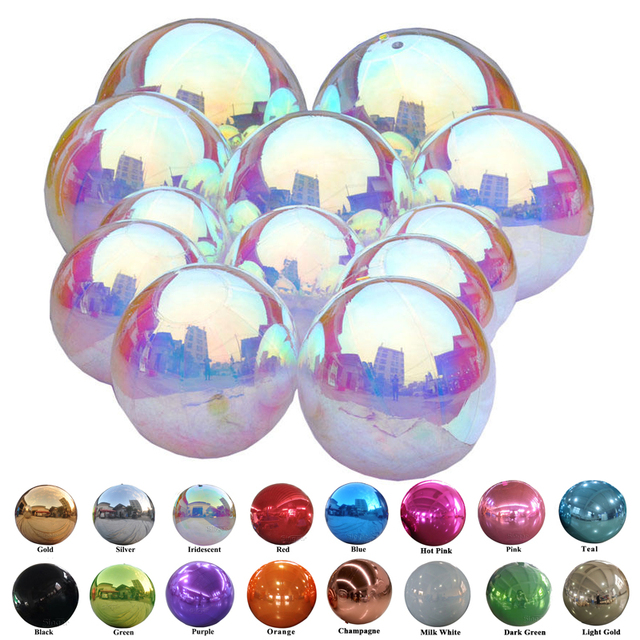 1.2m(48") Hanging Ceiling Decoration Large Inflatable Ball Sphere Iridescent Shinny Colorful Mirror Ball