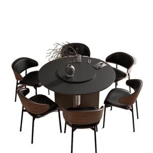 <b>Round</b> Wooden Dining <b>Table</b> With Rotatable Top For <b>Small</b> Space Modern Home Use - Product Image 5