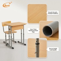 Ensemble Chaise et Bureau Scolaire Ajustable Bleu Ciel avec Tiroir, Design Moderne, Plateau en Bois – Mobilier Scolaire pour Chambre, Bureau à Domicile, Salon
