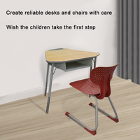 Bureaux d'école en forme de T pour étudiants, table d'étude en bois contreplaqué avec chaise, pour utilisation en classe de lycée, usage commercial