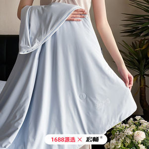Cooling Ice Silk Summer Quilt Set 100% Polyester Solid Color 3 Pcs Home Use - Product Image 2