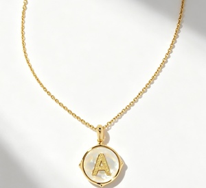 Pendentif <span class=keywords><strong>Mylove</strong></span> pour femme, design unique et tendance, en laiton plaqué or 18 carats, avec cristal naturel en forme de lettre, étanche, de luxe, pour soirée - Product Image 5