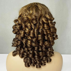 Perruques 100% cheveux humains bouclés et rebondissants de 14 pouces pour femmes noires, perruque frontale en dentelle à ondulations lâches vietnamiennes, 13x4, avec dentelle frontale complète - Product Image 5