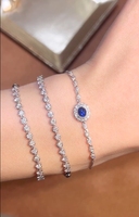 Bracelet de tennis en saphir bleu royal naturel en or blanc 18 carats brillant pour femmes, cadeau de bijoux de fiançailles