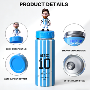 ZREGGUR Vaso Térmico Personalizable al por Mayor <span class=keywords><strong>de</strong></span> Acero Inoxidable <span class=keywords><strong>de</strong></span> 18oz, Botella Deportiva Aislada al Vacío a Prueba <span class=keywords><strong>de</strong></span> Fugas, Regalo para Fanáticos del Fútbol, <span class=keywords><strong>Messi</strong></span> - Product Image 6