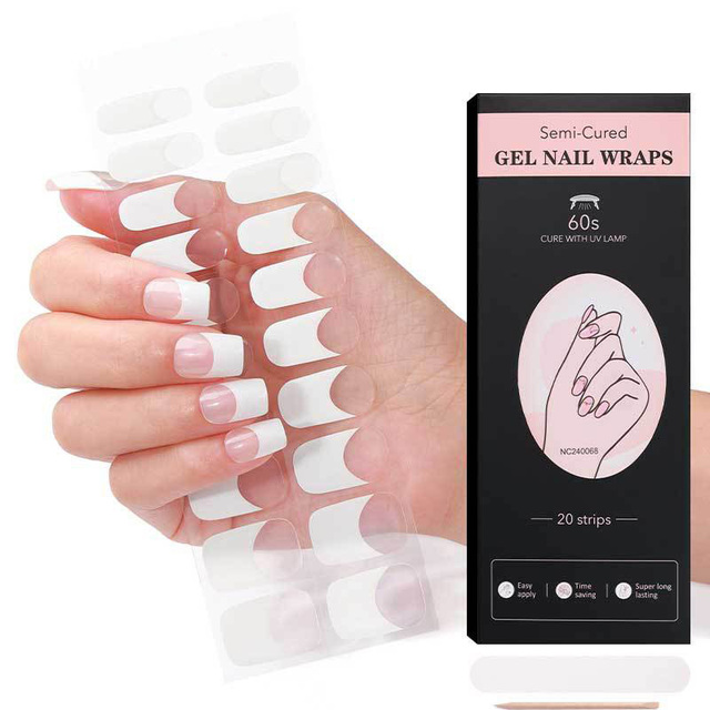 Custom Pink Gradient UV Gel Nail Stickers Semi-Cured Long Lasting Nail Art Polish for Long-Lasting Manicure