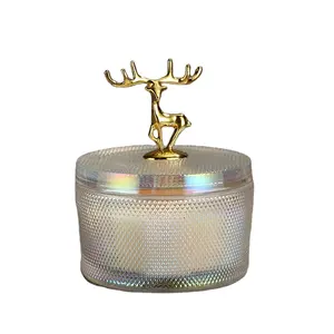 Manufacturer Direct Sales Antler Glass Ornaments Smokeless Scented Candle Aromatherapy Cups Soy Wax Luxury For Home Decor