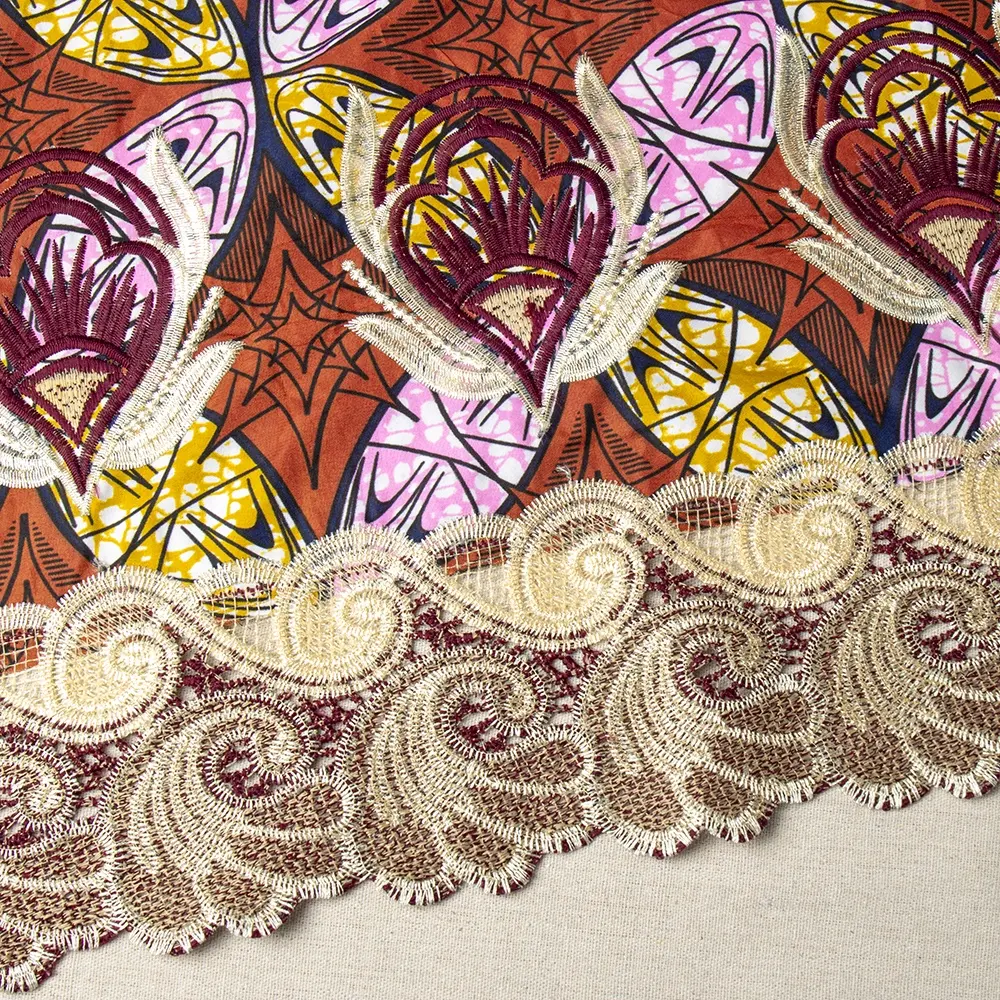 Tissu en dentelle à fleurs rouges de Style indien, nouvelle collection, dentelle dorée pour la fabrication de robe, Textile de maison, tissu africain