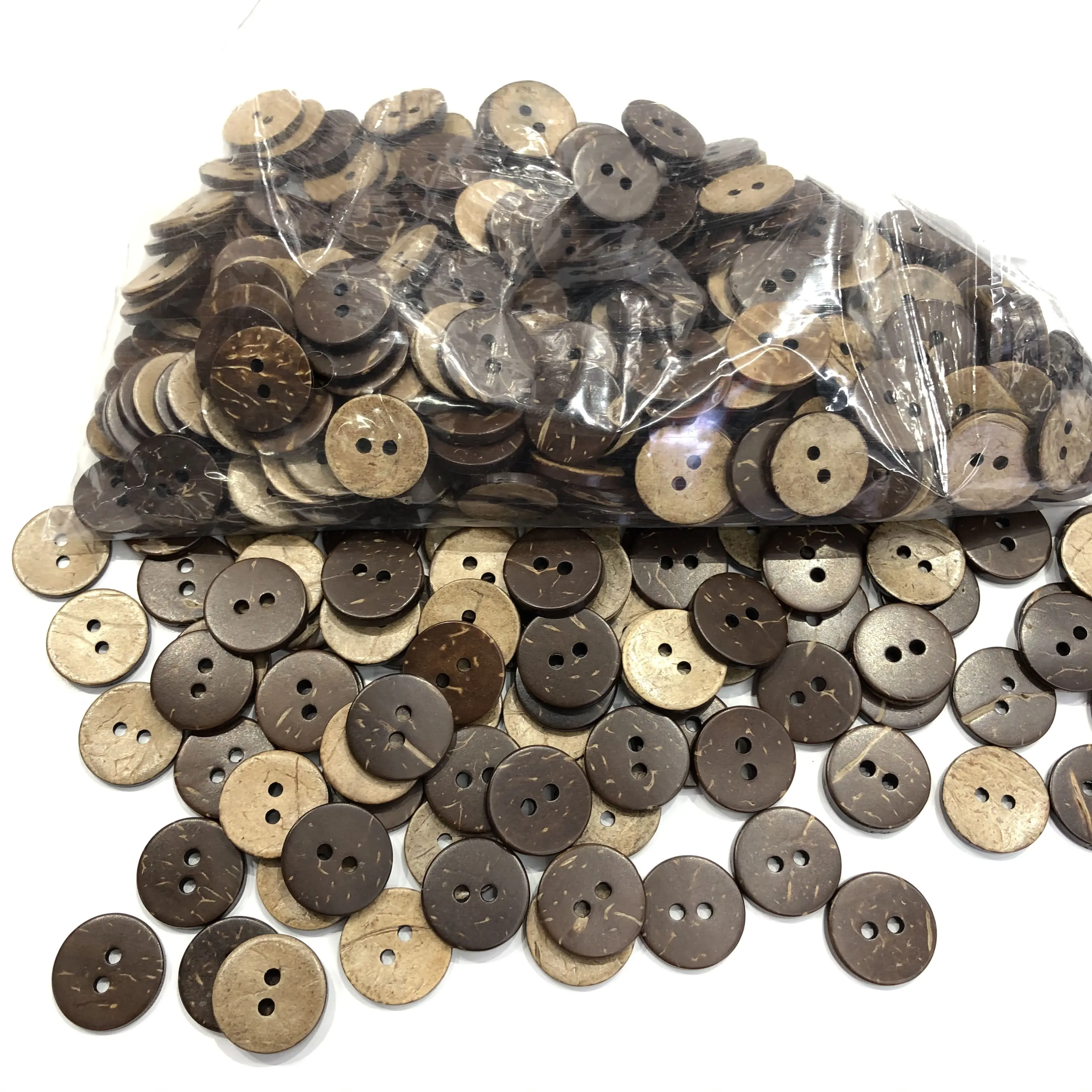 Hızlı ihracat fabrika kot yuvarlak düğmeler özel Logo ahşap el sanatları ButtonSustainable Flatback 2 delik hindistan cevizi giysiler için düğmeleri
