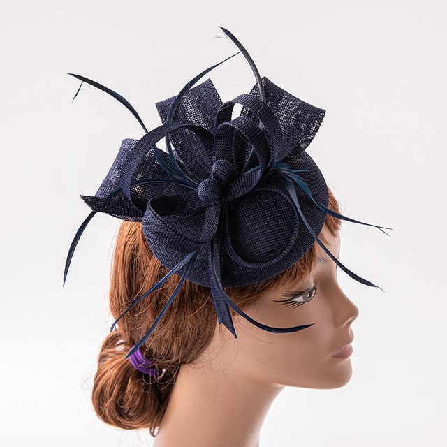 Ladies Ascot Fascinator Hat Sinamay Royal Church Decorative Formal Hat in Purple White Black and Peach for Parties