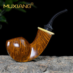 MUXIANG Handmade Solid Wood Bent Tobacco Pipe Fragrant Photinia Wood Smoking Equipment For Men - Product Image 2