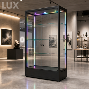 LUX Free Standing Lockable Glass Display Cabinet Colorful Flowing Lights Indoor Cosmetic Shop Glass Showcase - Product Image 4