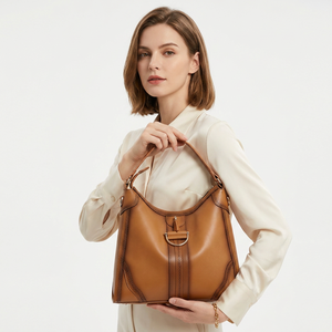 Sac à main décontracté pour femme en cuir véritable, avec double bandoulière, fermeture éclair étanche, durable et portable, 3L+ - Product Image 1