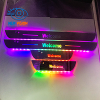 Projecteurs de bienvenue pour voiture à double fonction : projecteur de logo personnalisé + plaques de seuil de porte LED RGB en acrylique avec chargement USB et éclairage LED pour voiture