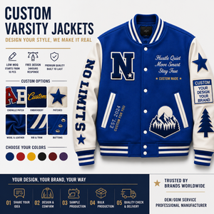 Chaqueta Varsity <span class=keywords><strong>de</strong></span> Lana Azul Rey con Logotipo Personalizado para <span class=keywords><strong>Hombre</strong></span>, Mangas <span class=keywords><strong>de</strong></span> <span class=keywords><strong>Cuero</strong></span> Crema, Chaqueta Letterman con Parche <span class=keywords><strong>de</strong></span> Chenilla Bordado, Chaqueta <span class=keywords><strong>de</strong></span> Béisbol - Product Image 3