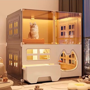 Villa pour chat, armoire pour chat, cage pour chat extra large avec toilettes intégrées, nid d'intérieur pour toutes les saisons, une pièce, un salon, une salle de bain - Product Image 1
