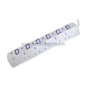(Ready to ship)13A Fused BS Approved 6 Gang Socket Outlet UK Power Strip With LED Switch Light