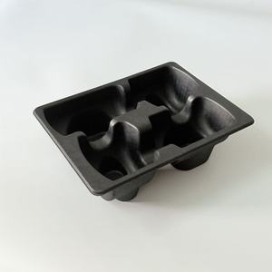 Tùy chỉnh màu đen ướt ép bột giấy đúc phân hủy sinh học chịu áp lực bao bì màu đen ướt ép bên trong khay - Product Image 5