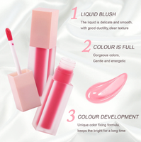 Fard à joues liquide à mélange facile, emballage rose personnalisé en gros, marque privée, longue tenue, imperméable, haute pigmentation